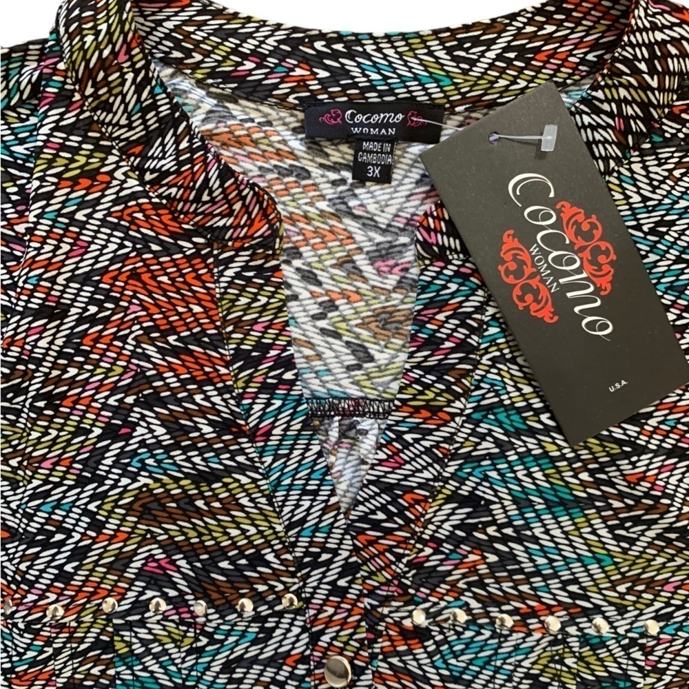 COCOMO 3X Plus size multicolored sleeveless women’s Blouse top shirt - Picture 8 of 13